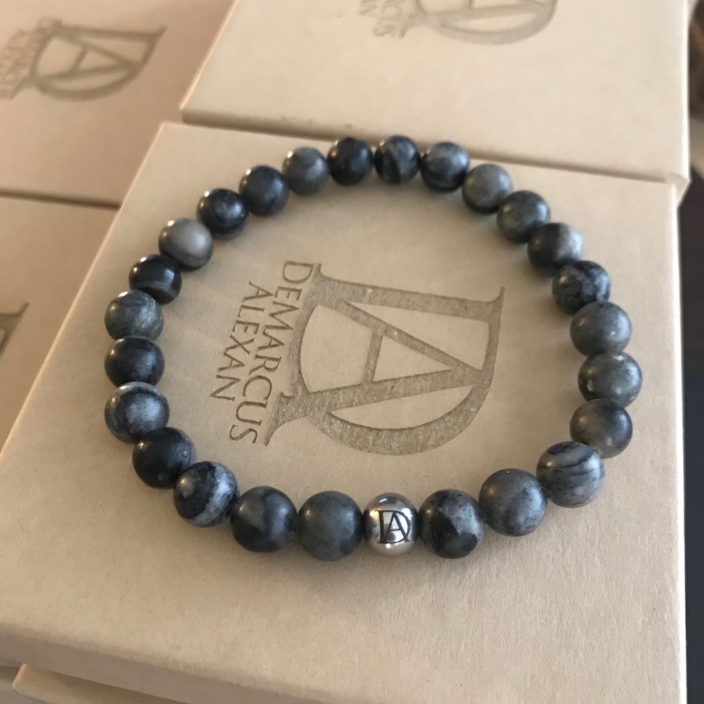 DeMarcus Alexan Grey Labradorite Stone Bracelet
